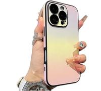 Defendcase Gradient Color Lens-Film All-Inclusive for iPhone Case, Fully Covered Edge Anti-Fall Gradient Color Mobile Case for iPhone 16 15 14 13 Pro MAX (Yellow,15plus)