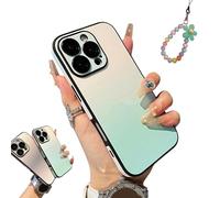 Defendcase Gradient Color Lens Film All Inclusive for iPhone Case, Fully Covered Edge Anti-Fall Gradient Color Mobile Case, for iPhone 16/15/14/13/12Pro MAX (15 Pro,Green+Logo)