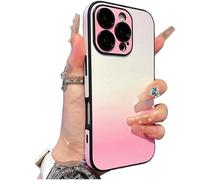 Defendcase Gradient Color Lens-Film All-Inclusive for iPhone Case, Fully Covered Edge Anti-Fall Gradient Color Mobile Case for iPhone 16 15 14 13 Pro MAX (Pink,16plus)