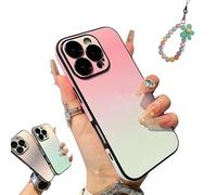 Defendcase Gradient Color Lens Film All Inclusive for iPhone Case, Fully Covered Edge Anti-Fall Gradient Color Mobile Case, for iPhone 16/15/14/13/12Pro MAX (14 ProMax,Pink+Logo)