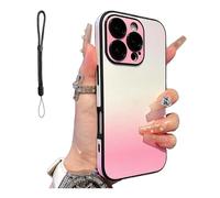 Defendcase Gradient Color Lens-Film All-Inclusive for iPhone Case, Fully Covered Edge Anti-Fall Gradient Color Mobile Case for iPhone 16/15/14/13/12Pro MAX (for iPhone 12 Pro MAX,Pink)