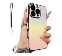 Defendcase Gradient Color Lens-Film All-Inclusive for iPhone Case, Fully Covered Edge Anti-Fall Gradient Color Mobile Case for iPhone 16/15/14/13/12Pro MAX (for iPhone 14 Pro MAX,Yellow)