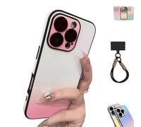 Defendcase Gradient Color Lens-Film All-Inclusive for iPhone Case, Gradient Color Lens-Film All-Inclusive for iPhone Case, Anti-Slip Sides, for 16/15/14/13/12pro MAX (Pink,for iPhone 16)