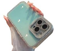 Defendcase New Double-Sided Diamond-Embedded Case for iPhone, Solid Color Anti-Drop All-Inclusive Phone Cases, Double Sided Diamond Phone Cases for iPhone 16/15/14/13/12 Series (Blue,For 13Pro)