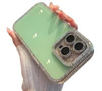 Defendcase New Double-Sided Diamond-Embedded Case for iPhone, Solid Color Anti-Drop All-Inclusive Phone Cases, Double Sided Diamond Phone Cases for iPhone 16/15/14/13/12 Series (Green,For 14)