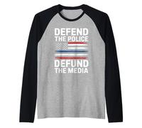 Defender a la policía desfinanciar a los Medios Camiseta Manga Raglan