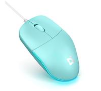 Defender Azora MB-241 - Ratón óptico con cable (1200 ppp, con iluminación LED arcoíris, tamaño completo, simétrico, para ordenador portátil, Plug & Play, color azul)