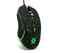 Defender Draglen GM-907 - Ratón ergonómico con cable para PC con botones laterales, sensor de 7200 DPI, 6 ajustes de ppp, iluminación RGB, 5 botones programables, USB, PC/Mac, color negro