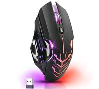 Defender® Katana - Ratón inalámbrico para gaming, clics silenciosos, 5 botones programables, iluminación RGB (on/off), hasta 240 horas de duración de la batería - Ratón inalámbrico gamer para PC, Mac,