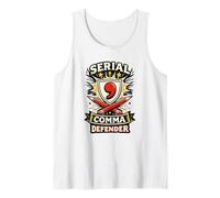 Defensor de Comas seriales Oxford Comma Gramática Nerd Humor Camiseta sin Mangas