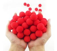 Defgeph Juego de 50 bolas de esponja roja de 2,5 cm para primeros planos, comedia clásica de calles mágicas (rojo, 2,5 cm)