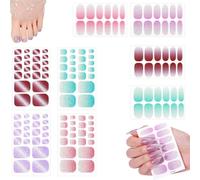 DEFGNOP 136 Piezas Pegatinas Para Uñas, Uñas De Gel Gradiente, Set De Los Dedos De Los Pies, Pegatinas Impermeables Pop Glitter