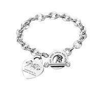 DEFGNOP Stray Pulsera de Acero Inoxidable Stray, Pulsera Unisex de Plata, con Colgante de CorazóN, con 1 Pegatina SKZ y 2 Tarjetas SKZ Photocard