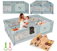 DeFieltro Parque Infantil Bebe 120x180 cm EXTRAFUERTE - Corral para Bebe Plegable FÁCIL Montaje- Corralito Bebe Acolchado y Zona de Juegos - Cuna Parque Bebe Grande Colchon +2 Agarraderas