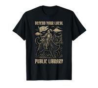 Defiende tu Biblioteca Pública Local Cat Knight - Funny Medieval Camiseta