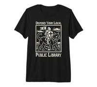 Defiende tu Biblioteca pública Local | Funny Knight Riding Cat Camiseta Premium