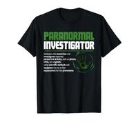 Definición de investigador Paranormal Fantasma Investigación Humor Camiseta gráfica económica, Hombre, Negro, L