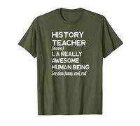 Definición de Profesor de Historia Profesor de historiador Escolar Divertido Camiseta, Hombre, Verde Oliva, XL