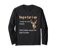 Definición Vegetariana Cazador de Ciervos Anti Veganismo No Vegano Manga Larga
