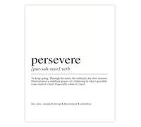 Definition of Persevere Poster Encouraging Word Art for Determination Motivation Home Office Gym Decor(Framed,12x18inch(30x45cm))