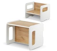 defiPad Banco para niños | Banco infantil se puede utilizar como mesa infantil girando | Banco de madera con 2 alturas de asiento | Función de mesa infantil | Elemento de asiento infantil |