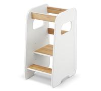 defiPad Torre educativa para niños | Elegante protección contra inclinación Torre de Aprendizaje Ajustable | Máxima Seguridad | Utensilios de Cocina Montessori y Torre de Aprendizaje (Blanco + Roble)