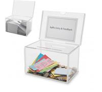 Deflect-o - Caja para sugerencias o propinas con soporte para cartel (152 x 102 mm), transparente