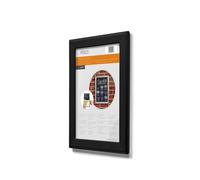Deflecto Marco A3 a presión, elegante marco de aluminio negro para exhibición de pared, soporte para certificados y pósteres, con prácticos clips de apertura frontal, elegante colgador de fotos para