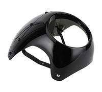 Deflector de Aire de la Motocicleta, 7in Faro Carenado Viento Deflector Parabrisas Universal para Motocicleta (Negro brillante + cubierta negra)