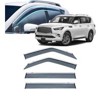 Deflector Viento para Ventana Coche para Infiniti QX80 2011-2017 2018 2019 2020 2021 2022,Deflectores de Viento Ventanillas Personalizado Deflectores Integrados,with Chrome Trim