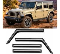 Deflectores de Ventana Laterales con Cinta Adhesiva Optimal Co 2018-2025 para Jeep Wrangler JL Unlimited de 4 Puertas y Jeep Gladiator JT 2020-2025 con protección contra la Lluvia Tintada ahumada