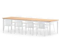 Defora Home Set de comedor jardin extensible 8 plazas blanco