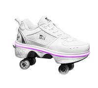 Deform Wheels Skates Roller Shoes,2 En 1 Zapatillas De Deporte Casuales Patines para Caminar,White-EUR39