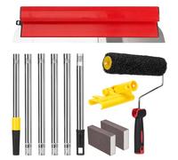 Defresit Juego de Herramientas para Masilla con Espátula Ancha de 60 cm, Rodillo de Masilla y Mango Telescópico de 1,8 m - Kit Profesional para Paredes, Techos, Yeso y Reformas