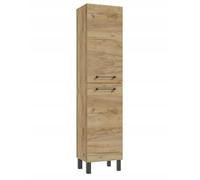 .Deftrans - Armario alto de baño de 170 cm de pie - Armario de baño estrecho de 40 x 30 cm con 4 compartimentos, roble Craft, mueble de baño alto, ahorro de espacio, armario de almacenamiento con