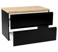 .Deftrans - Armario de baño colgante 80 x 50 cm negro - armario de baño colgante con 2 cajones Soft Close - Mueble de baño para baños pequeños con tapa de roble - moderno armario de baño