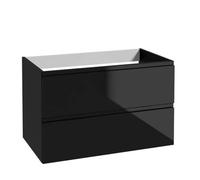 .Deftrans Armario Inferior para Lavabo Colgante con cajones, Color Negro, 80 x 50 x 46 cm, Armario de Pared sin Placa de Lavabo