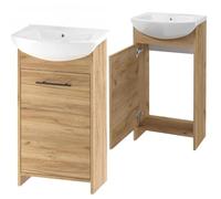 .Deftrans Deftrans Lavabo con armario bajo 46,5 x 24,5 x 84 cm - lavabo con armario inferior, lavabo de invitados con armario bajo 45 cm - Juego de muebles de baño de madera