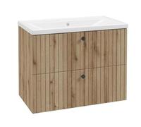 Deftrans Domodomo Armario de baño con lavabo, 80 x 46 x 64 cm, roble, armario de baño colgante para lavabo con cajones