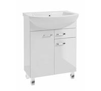 .Deftrans Domodomo - Armario de baño con lavabo (80 x 65 x 30 cm), color blanco - de cerámica - Mueble de pie con cajón