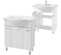 .Deftrans Domodomo Armario de baño con Lavabo, 82 x 75 x 33 cm, Armario de cerámica Blanco, Armario de pie para baño (Blanco 75 cm)