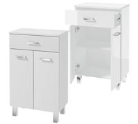 .Deftrans Domodomo - Armario de baño Estrecho de pie, 85 x 50 x 30 cm, Color Blanco, Armario de baño con cajón