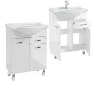 Deftrans Domodomo - Mueble de baño con lavabo, 80 x 65 x 30 cm, color blanco, mueble de cerámica con cajón
