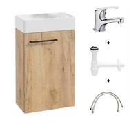 .Deftrans Domodomo Mueble de Baño con Lavabo Armario de Lavabo 40x60x21.3cm Juego de Lavabo de Cerámica Mueble de Pared para Baño Pequeño - Armario Colgante con Lavabo para Baño de Visitas