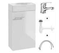 .Deftrans Domodomo Mueble de Baño con Lavabo Armario de Lavabo 40x68x21.3cm Juego de Lavabo de Cerámica Mueble de Pared para Baño Pequeño - Armario Colgante con Lavabo para Baño de Visitas