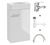 .Deftrans Domodomo Mueble de Baño con Lavabo Armario de Lavabo 40x68x21.3cm Juego de Lavabo de Cerámica Mueble de Pared para Baño Pequeño - Armario Colgante con Lavabo para Baño de Visitas