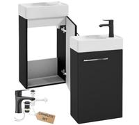 Deftrans Domodomo Mueble de Baño con Lavabo - Armario de Pared 40x60x21.3cm - Juego de Cerámica para Baño Pequeño o de Visitas