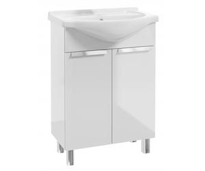 Deftrans Lavabo con armario bajo 60 x 85 x 43,5 cm, Mueble Lavabo con armario para invitados, armario para lavabo de 60 cm, color blanco