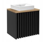 .Deftrans - Lavabo con armario de 60 cm colgante - moderno juego de lavabo negro - lavabo de encimera con armario bajo compacto - muebles de baño para baños pequeños imitación madera roble