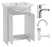 .Deftrans - Mueble bajo con lavabo de 65 cm - Juego de muebles de baño de pie, lavabo de cerámica de 50 cm, grifo y sifón blanco satinado - lavabo 83 x 65 x 43 cm